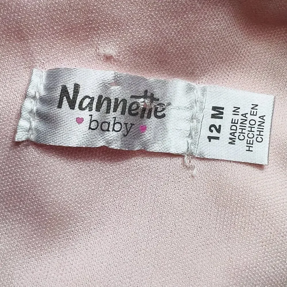 🌵3/$20 Nannette Baby Dress Girls 12 Months Pink Embroidered Tulle Party Shimmer
